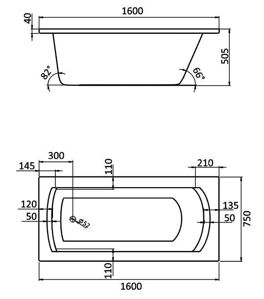 Акриловая ванна Santek Монако XL 160x75