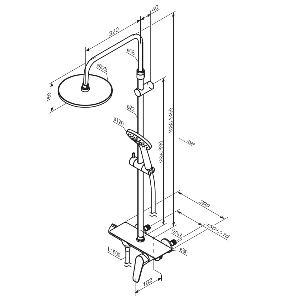 Душевая стойка Damixa Jupiter 977780300 черный