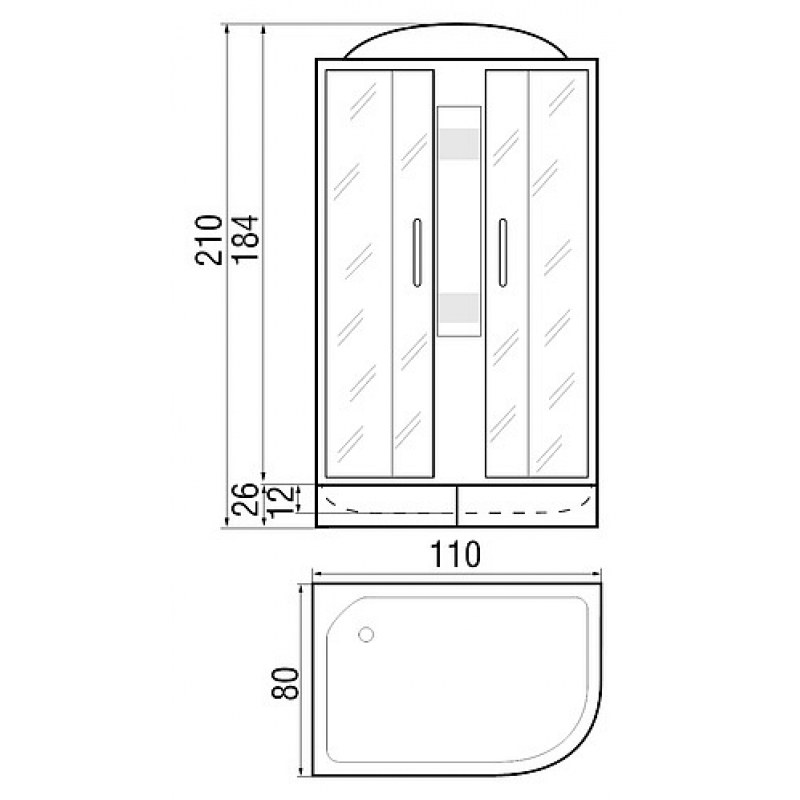 Душевая кабина River Nara 110/80/24 МТ 110x80 белый, матовое, L