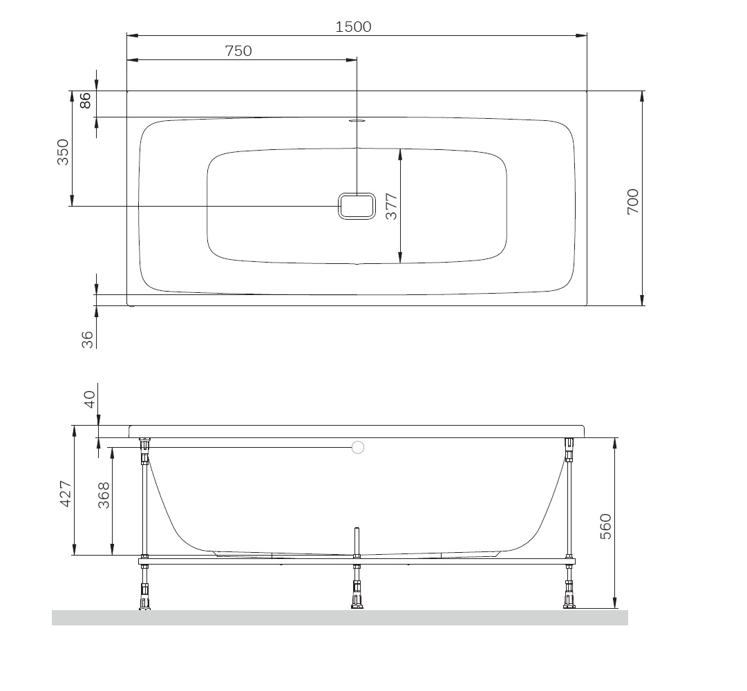 Акриловая ванна Am.Pm Func W84A-150-070W-A 150x70 см