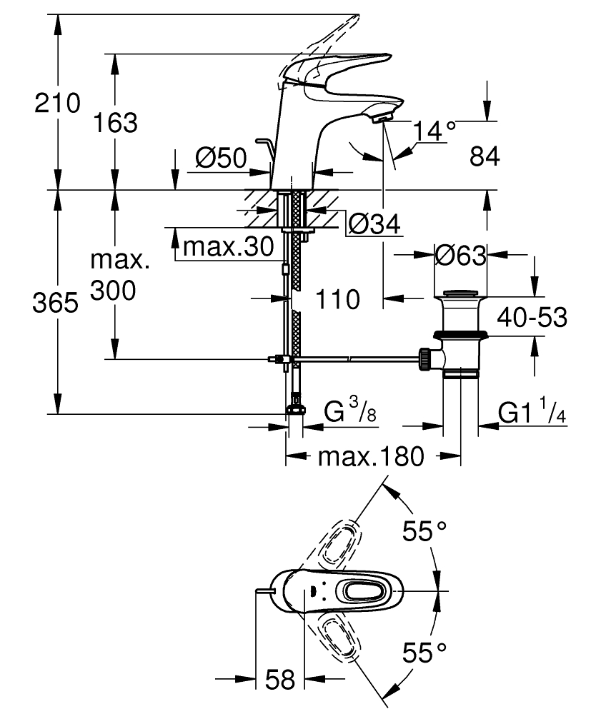 Смеситель для раковины Grohe Eurostyle 2015 33558LS3