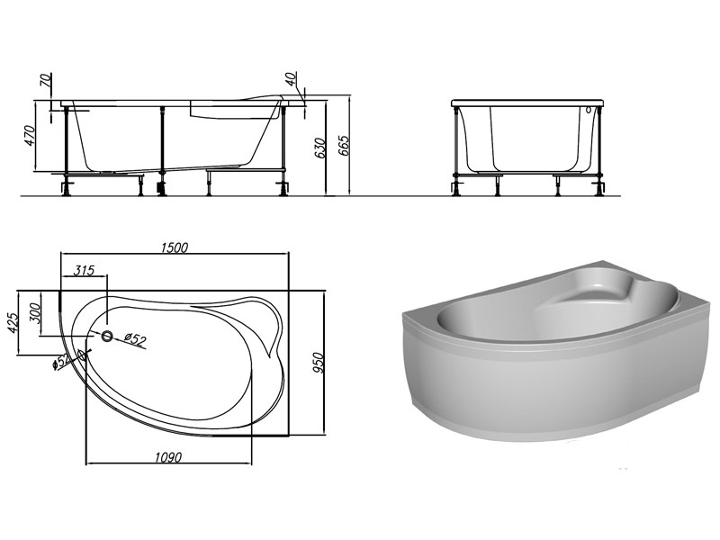 Акриловая ванна Kolpa-San Quat Voice 150x95 L/R