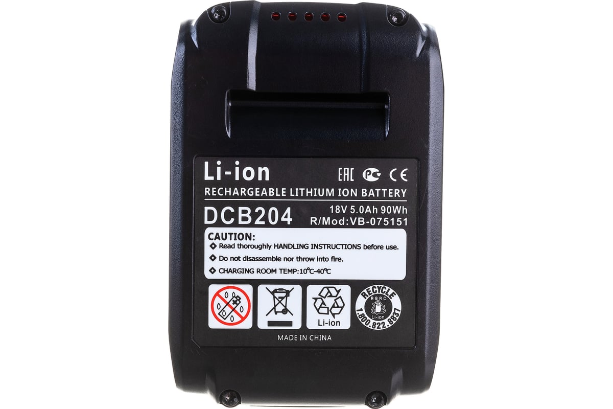 Аккумулятор (5.0 Ач; 18 В; Li-Ion) для DEWALT DCB184 ОЕМ 075151