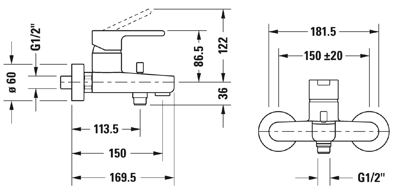 Смеситель для ванны Duravit B.2 B25230000010