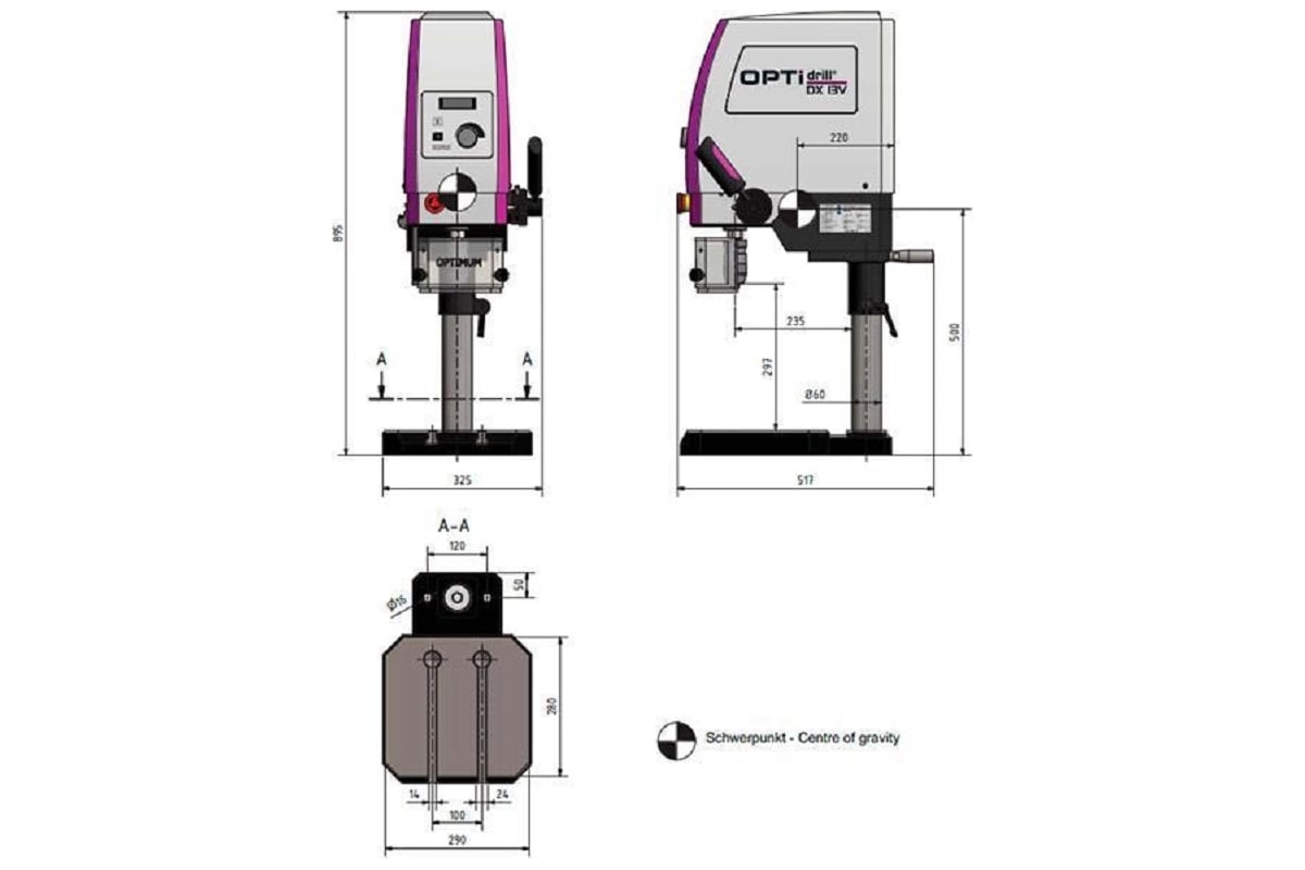 Прецизионный вертикально-сверлильный станок настольный Optimum OPTIdrill DX13V 3020150