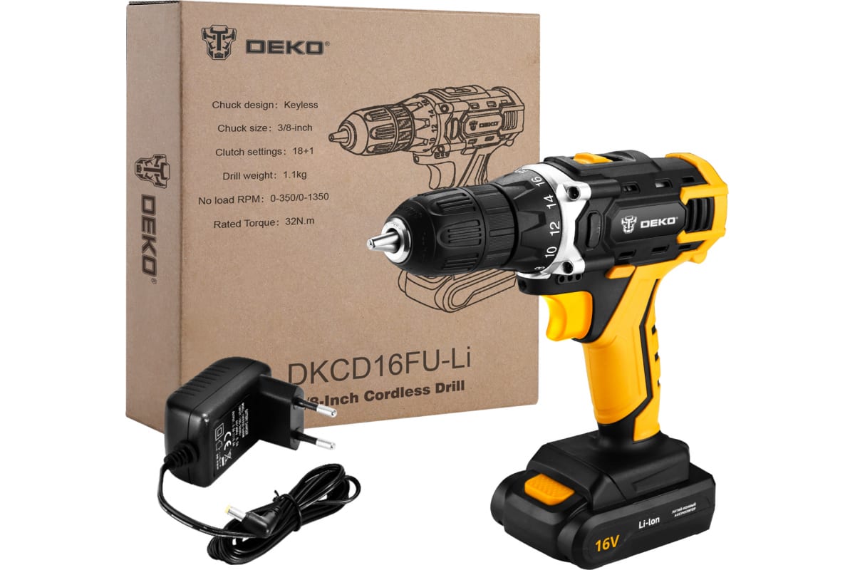 Аккумуляторная дрель-шуруповерт Deko DKCD16FU-Li 063-4098
