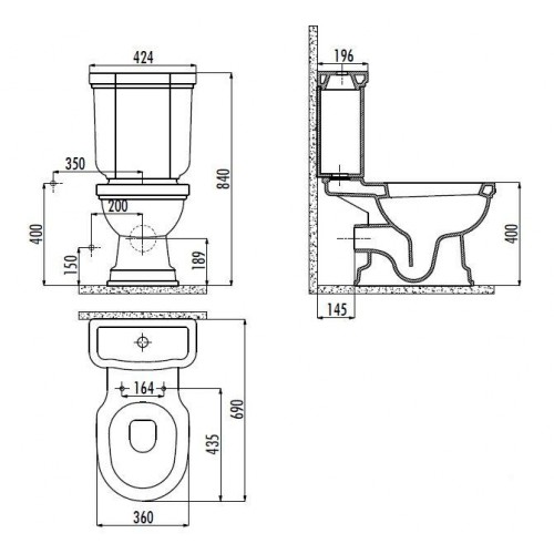 Чаша для унитаза Creavit Klasik KL310.30100 карамель