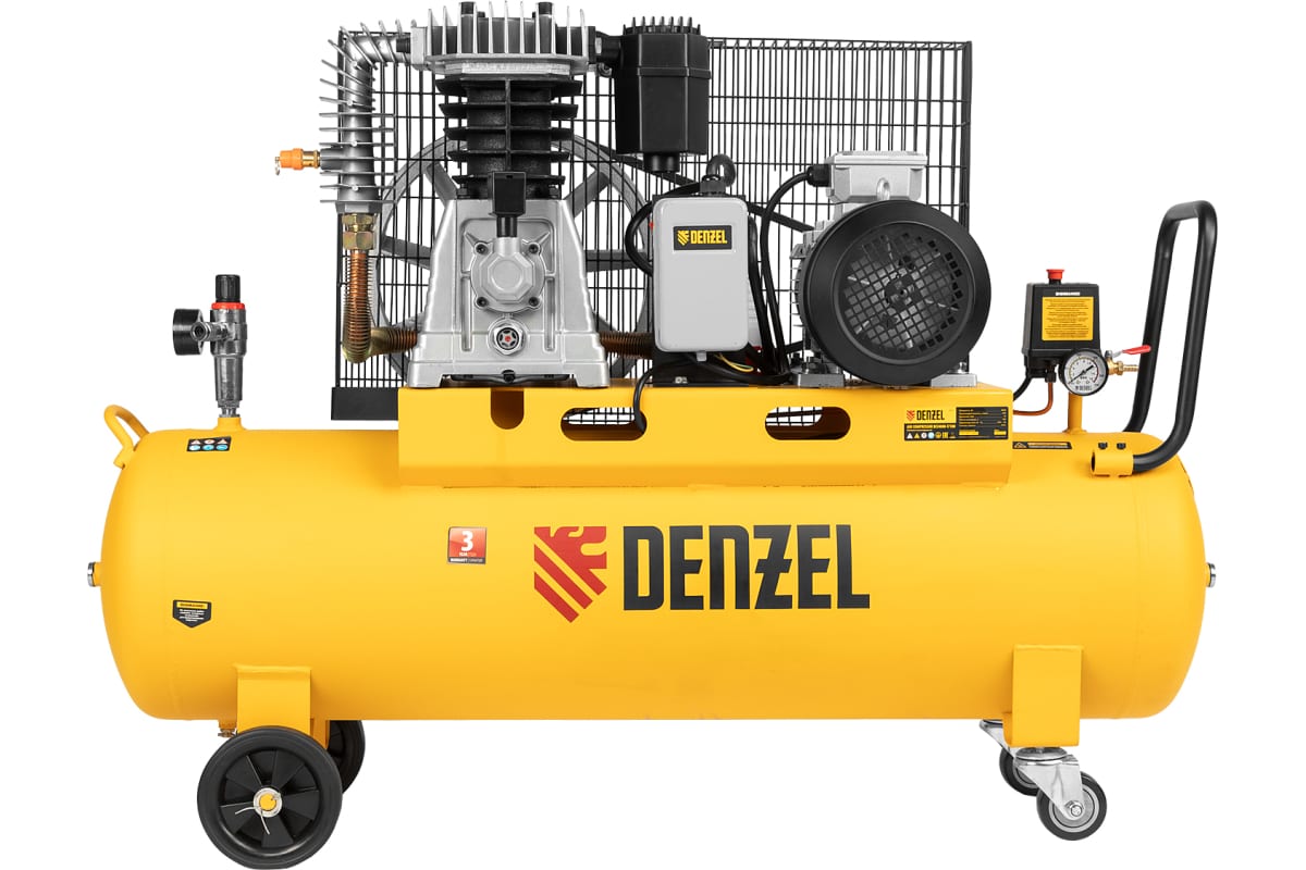 Воздушный компрессор Denzel BCI4000-T/100 ременной привод, 4,0 кВт, 100 литров, 690 л/мин 58123