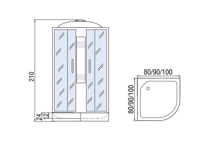 Душевая кабина Мономах 80/24 С МЗ 80x80 хром, с рисунком