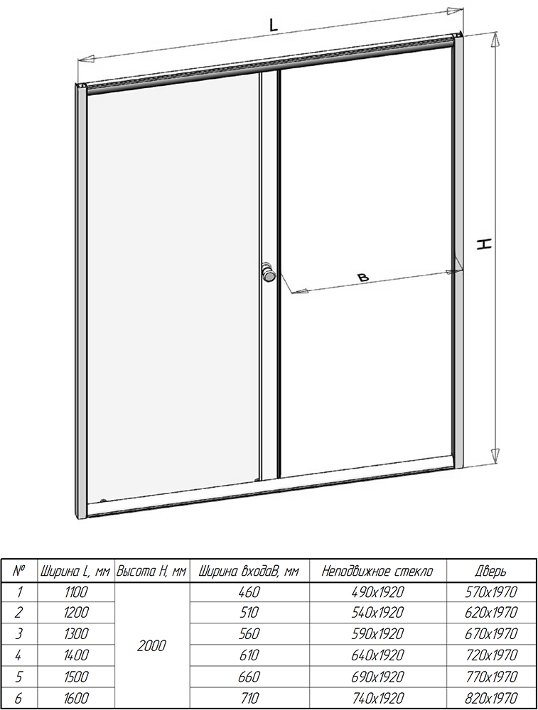 Душевая дверь Радомир 1-63-1-0-0-1110 150 см прозрачная