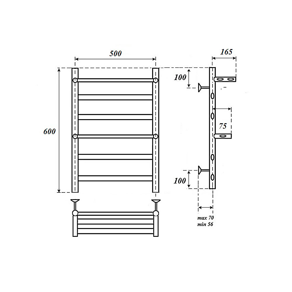 Полотенцесушитель электрический Point Артемида PN14156PE П4 50x60 c 2 полками, хром