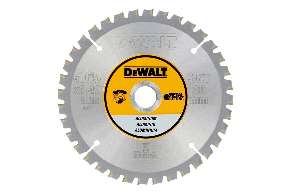 Пильный диск по алюминию 165/20 мм, 36 зубьев FGT3 DeWalt DT1911