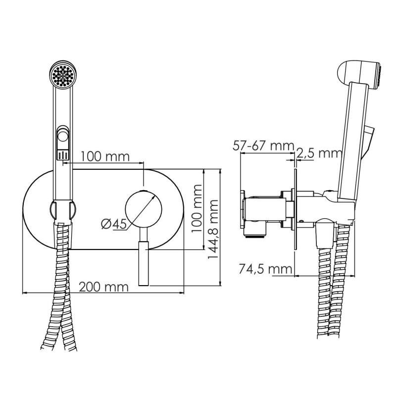 Смеситель WasserKRAFT Wern 4238 с гигиеническим душем, никель