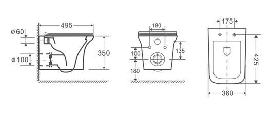 Подвесной унитаз Cerutti Nivolet Aria PP CT9034 безободковый, с микролифтом