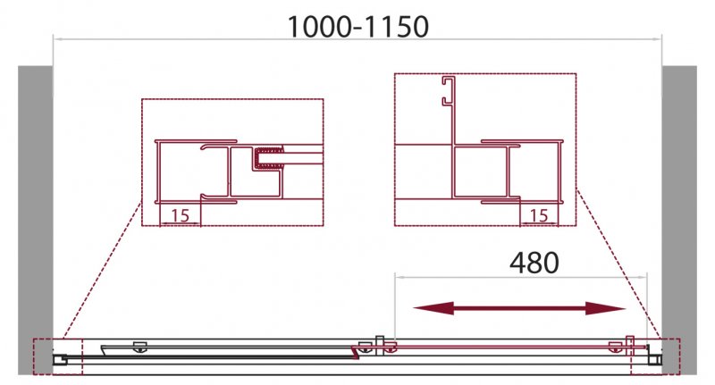 Душевая дверь BelBagno Unique 100/115x190 прозрачная