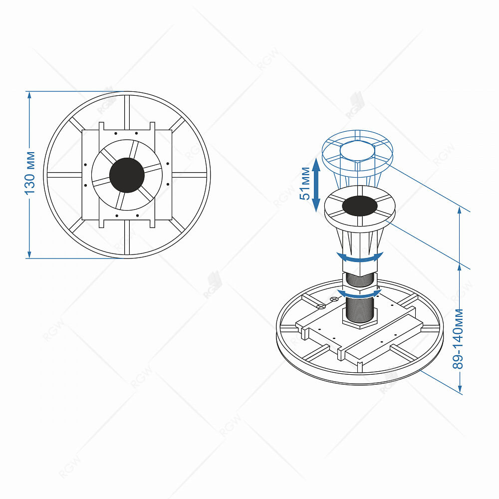 Ножки для поддона RGW N-01 STM, ST, STL 03230111-01