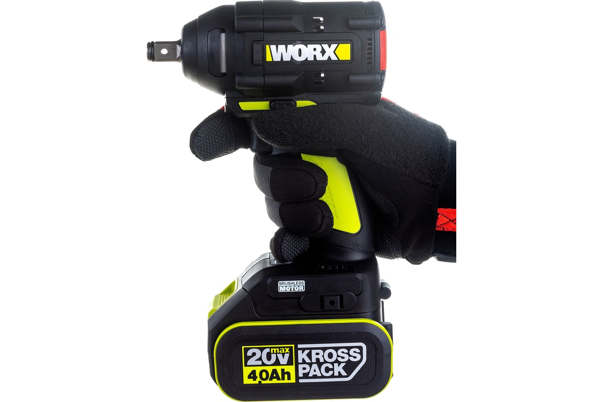 Аккумуляторный ударный бесщеточный гайковерт WORX Professional WU279.1 20В, 360Нм, 4Ач х2, ЗУ 6А, сумка WU279.1
