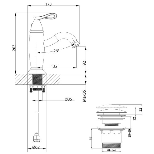 Смеситель для раковины Lemark Prime LM6106BRG черный/розовое золото