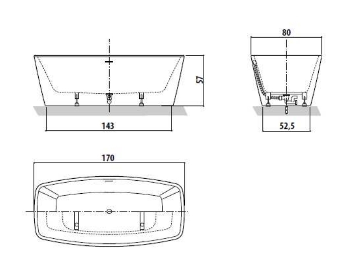 Акриловая ванна Jacuzzi Esprit 170x80 см