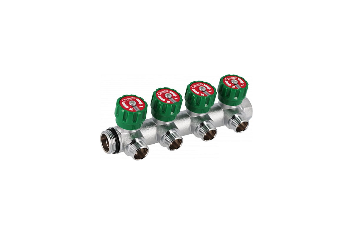 Коллектор Hoobs латунный хром 1" x 3/4" (евроконус) - 4 вых. 03106H