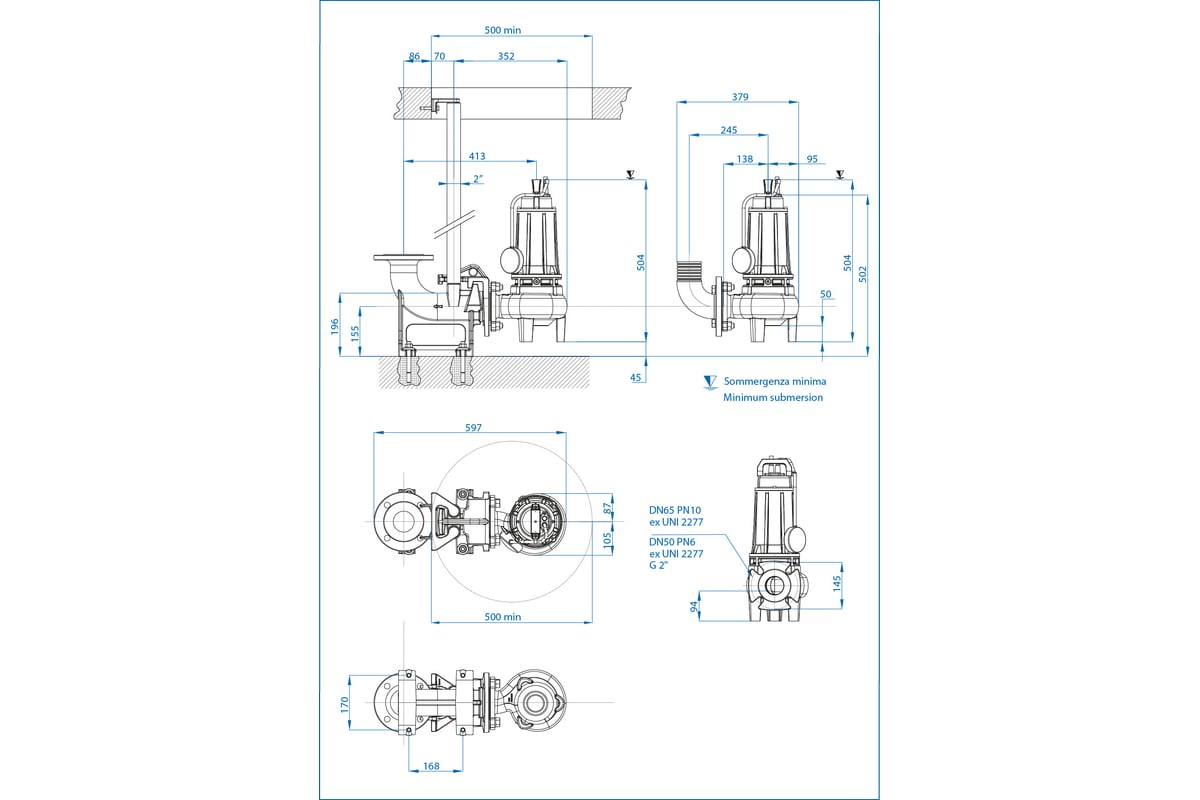 Погружной канализационный насос Dreno Pompe DNB 65-2/150 T 2001520