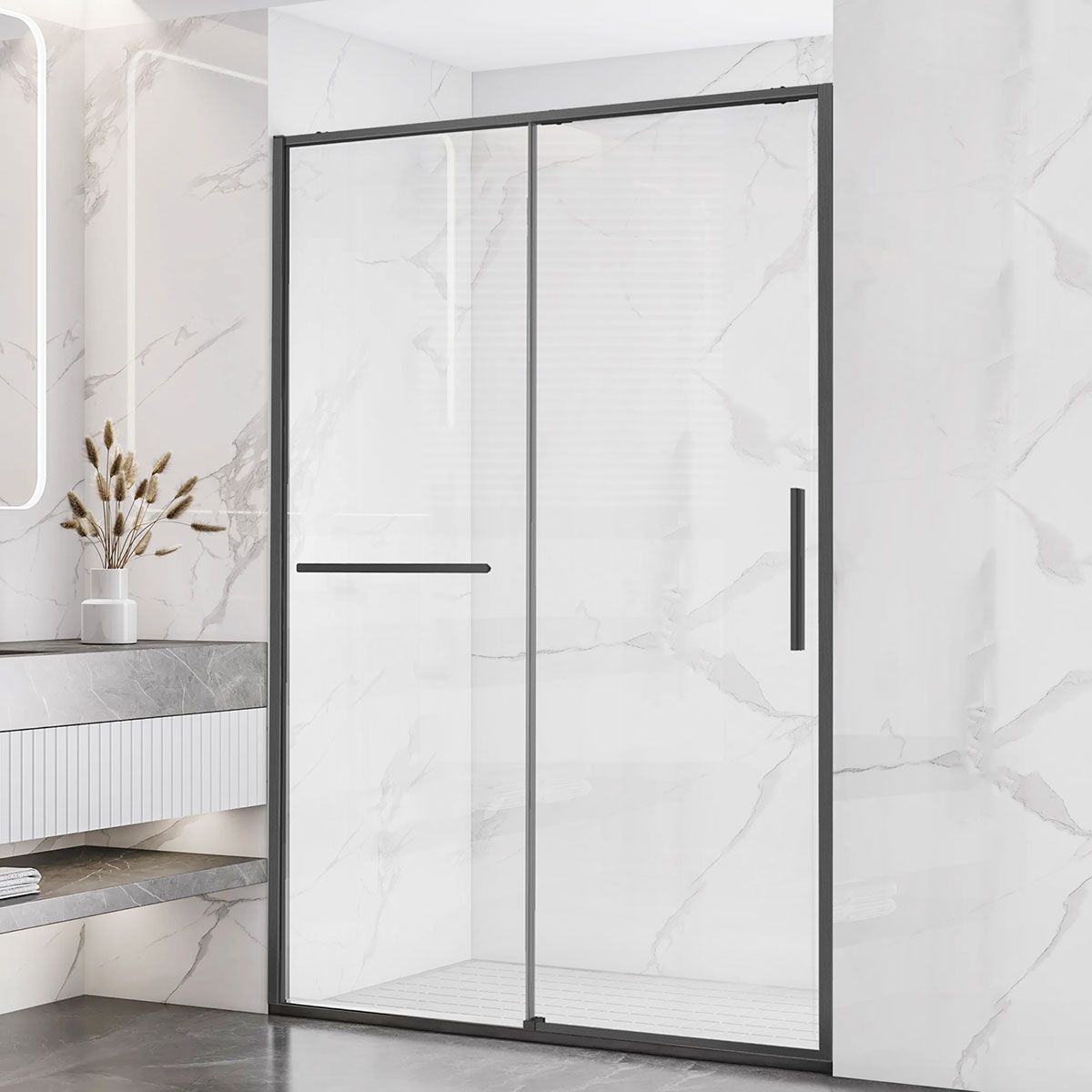 Душевая дверь Vincea Слим Софт (Slim Soft) VDS-1SS100CLGM 100x200 вороненая сталь, прозрачная