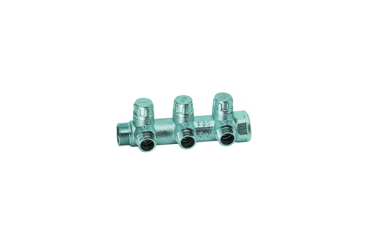 Запорный коллектор с 3 отводами FAR 3/4" 1/2" НР FK 3870 3412