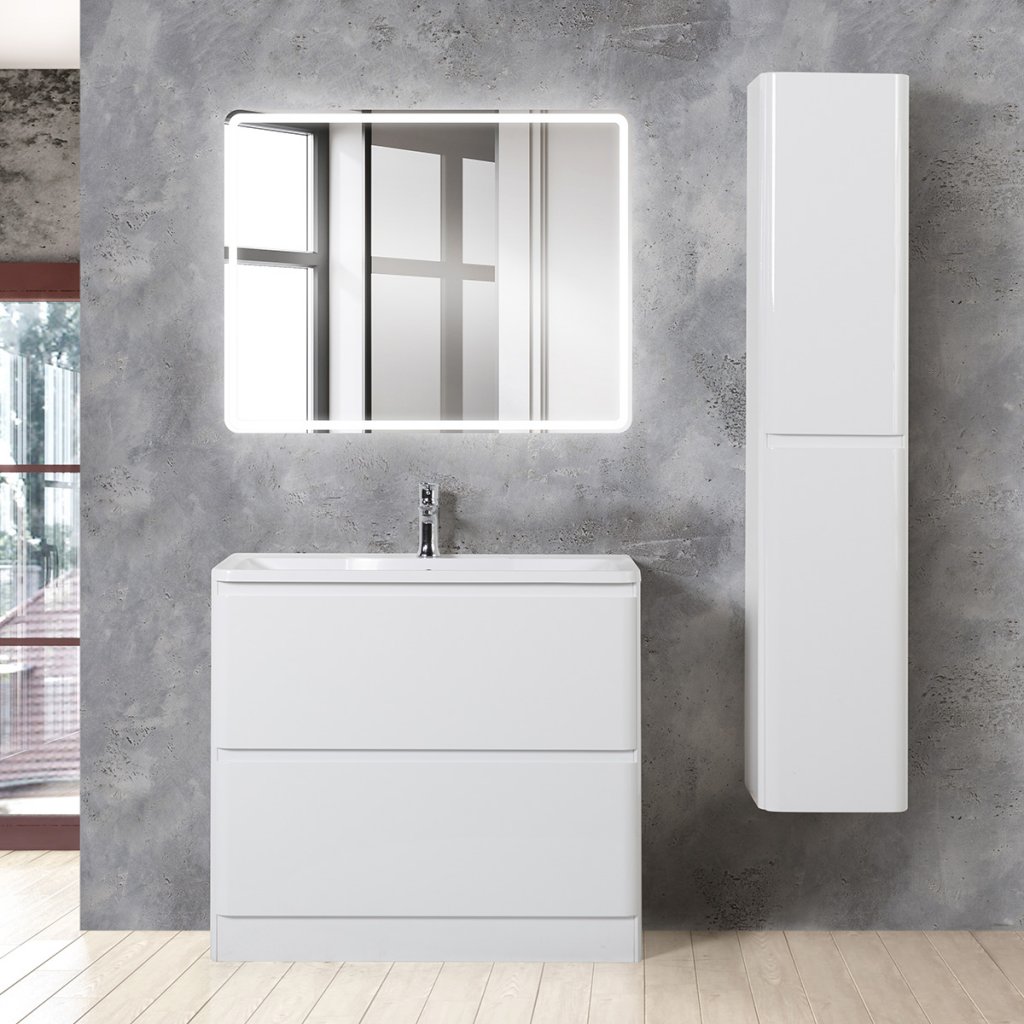 Тумба с раковиной BelBagno Albano 80 см напольная, Bianco Lucido