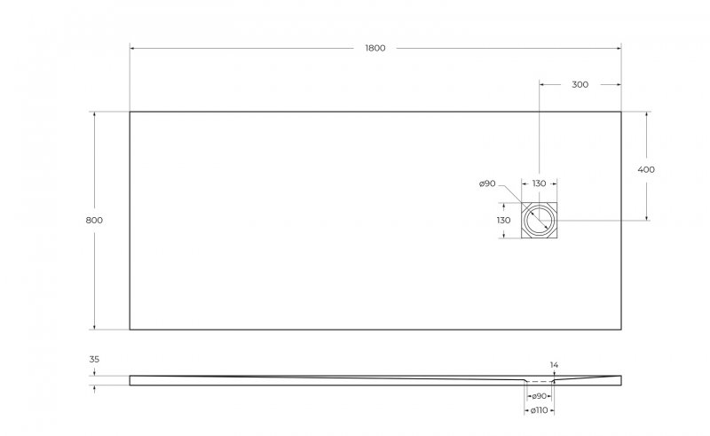 Поддон для душа BelBagno TRAY-MR-UNO-AH-180/80-35-W-NO 180x80 белый, накладка черный