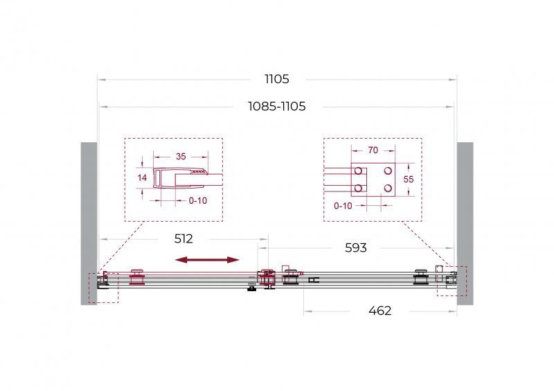 Душевая дверь BelBagno SOFT_CLOSE-2-BF-1-110-C-GM 110x200 прозрачная, оружейная сталь