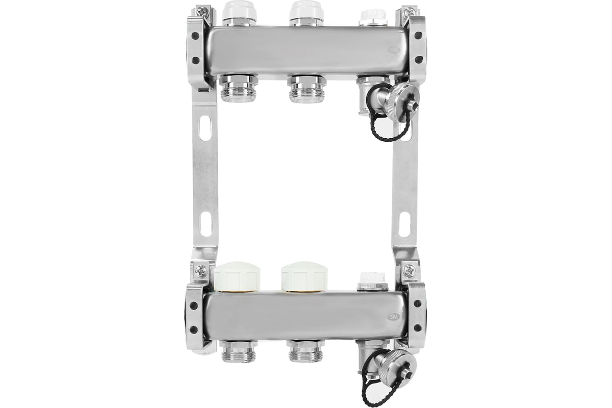 Коллекторная группа из нержавеющей стали ColSys 803 2 выхода, с отсечными, термостатическими и дренажными клапанами и воздухоотводчиками 180322502