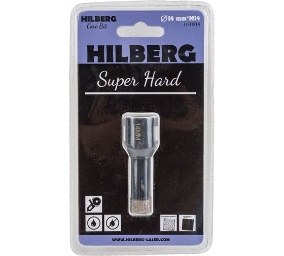 Коронка алмазная с воском по керамике и керамограниту Super Hard (14 мм; M14) Hilberg HH614