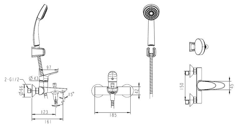 Смеситель для ванны Bravat Drop F64898C-B