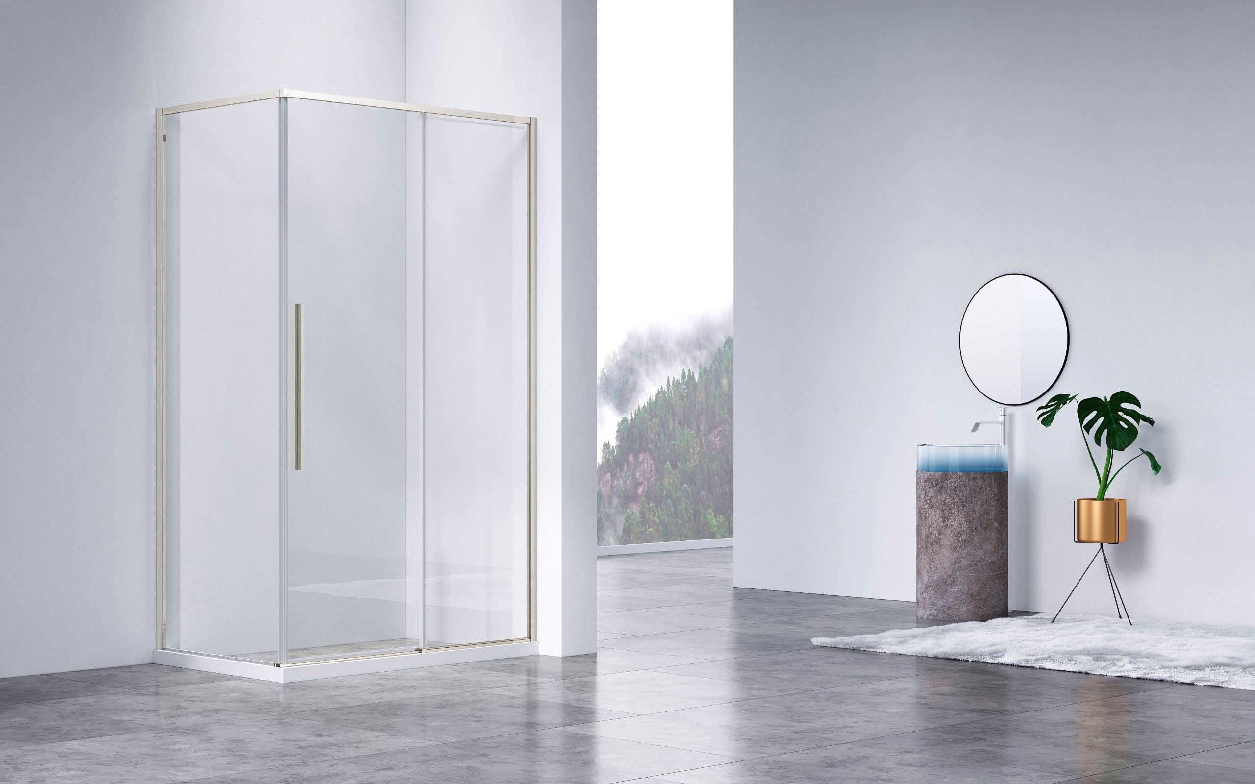 Душевой уголок Vincea Слим-Н (Slim-N) VSR-4SN9013CLBN 130x90 брашированный никель, стекло прозрачное