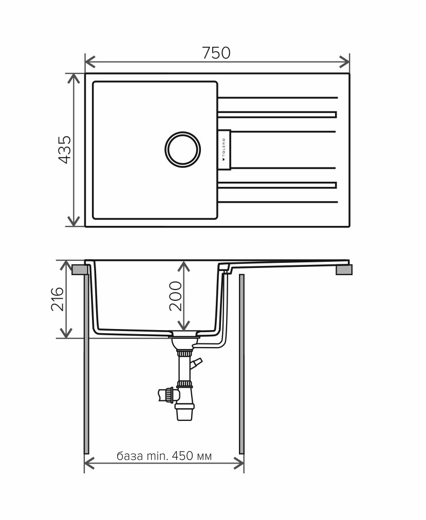 Кухонная мойка Tolero TL-750 №102 75 см сафари