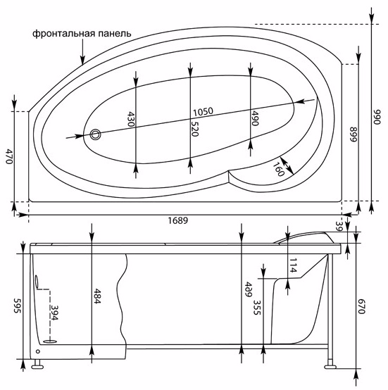 Акриловая ванна Aquanet Jersey 170x100 L/R