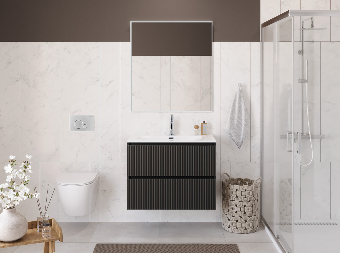 Мебель для ванной BelBagno Uno-Mini 90 см Темно-серый матовый