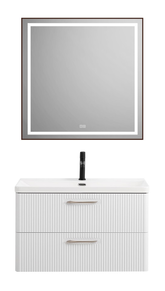 Тумба с раковиной BelBagno Due 80 см Белый металлик