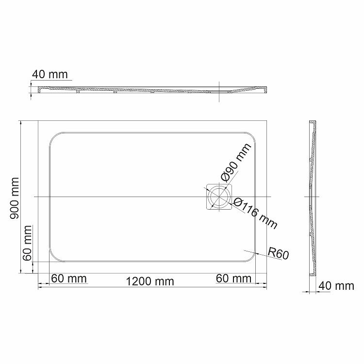 Поддон для душа WasserKRAFT Neime 19T07 120x90, черный мрамор