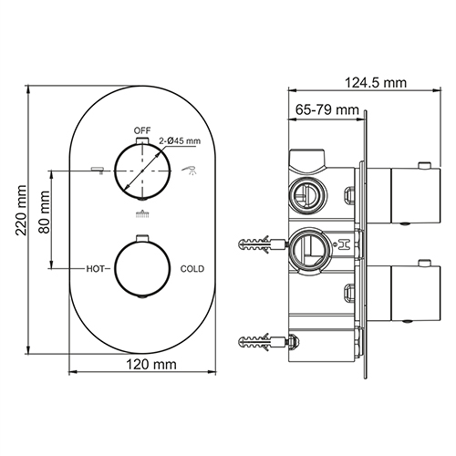 Душевой набор WasserKRAFT A174868  Thermo, потолочный излив