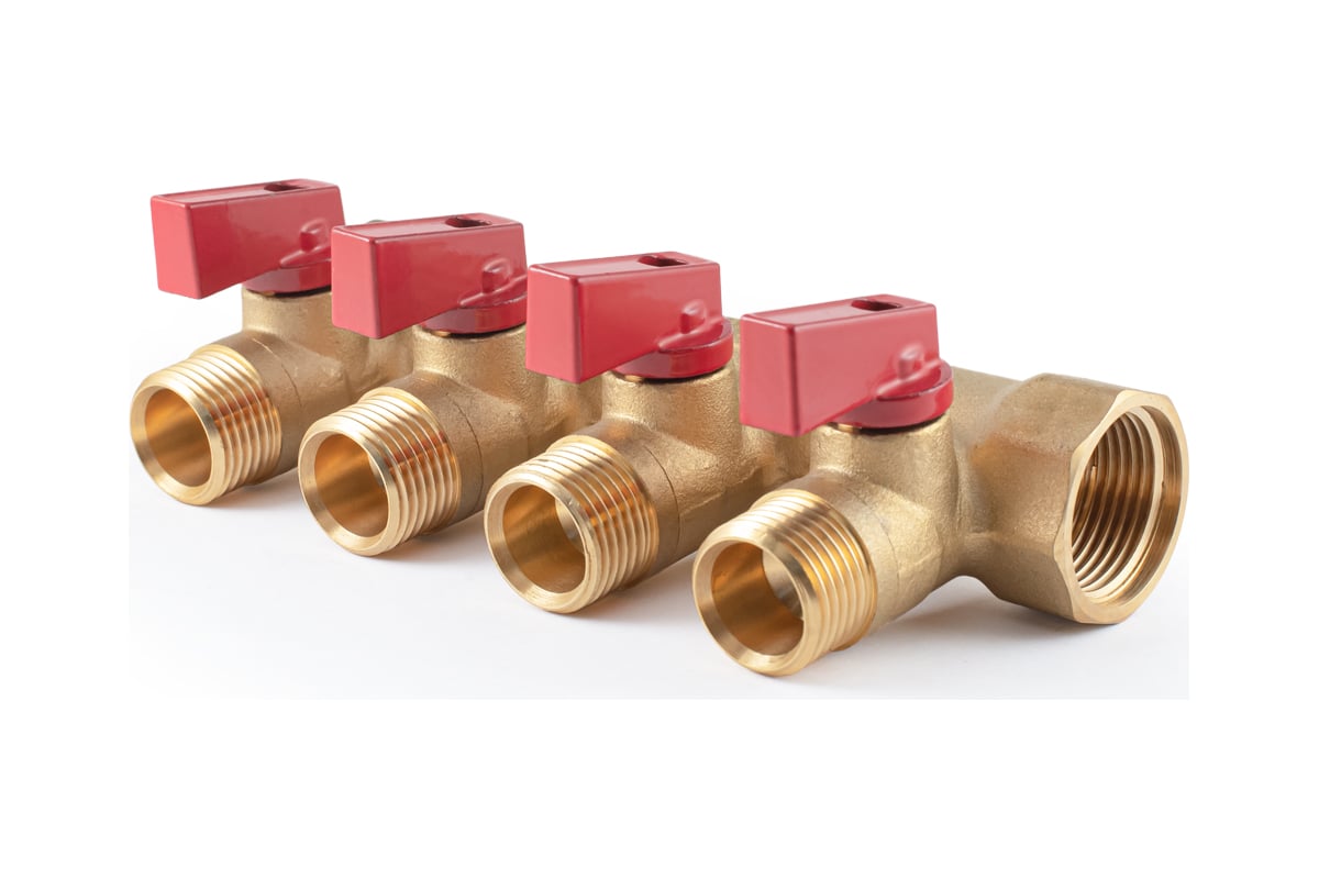 Коллектор с шаровыми кранами PROFACTOR в/н 3/4" х 4 вых 1/2"нар PF MV 264.4