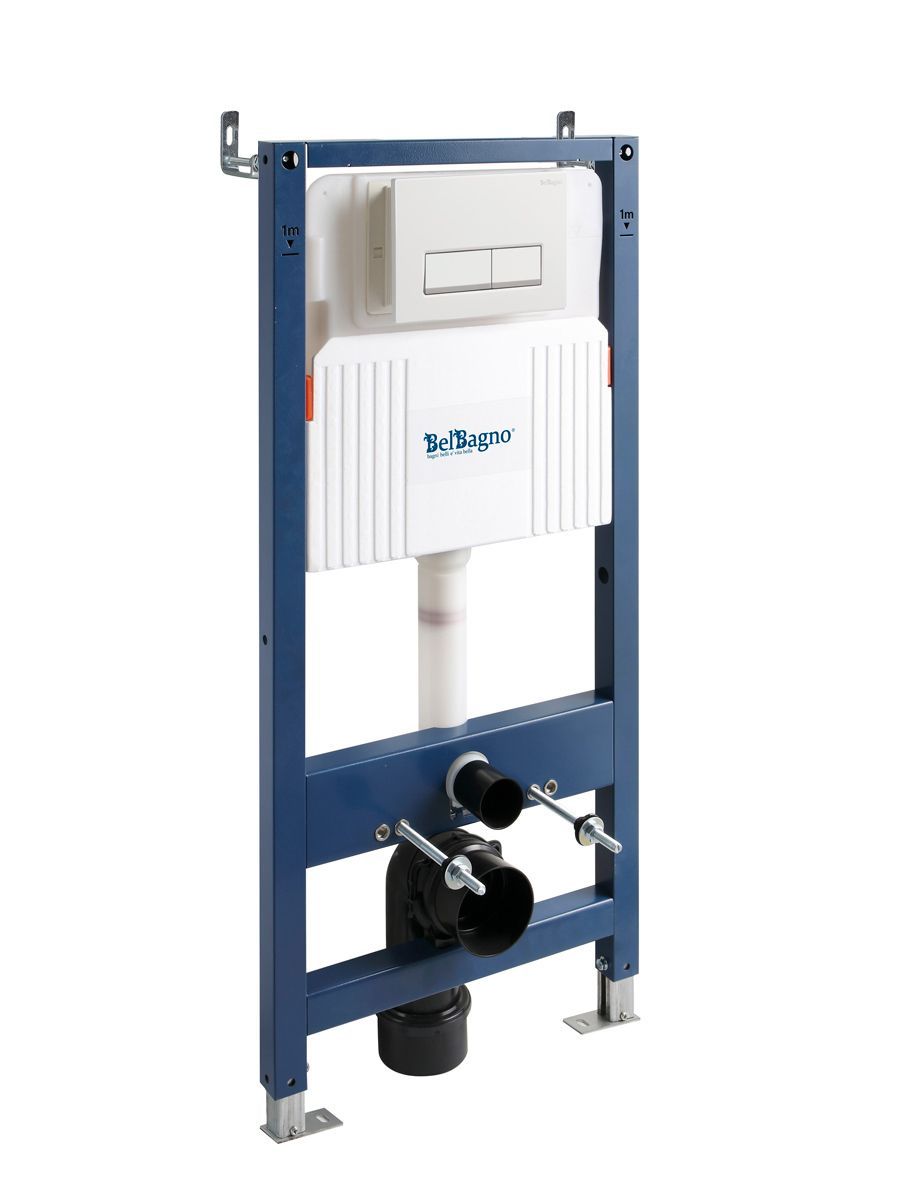 Инсталляция для унитаза BelBagno BB-101-M-BR с кнопкой, белый глянец