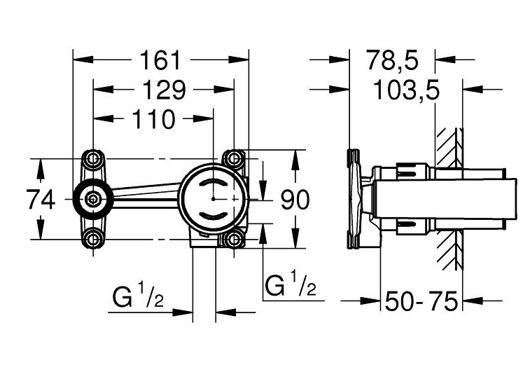 Скрытая часть смесителя Grohe Eurodisc Joy 23429000