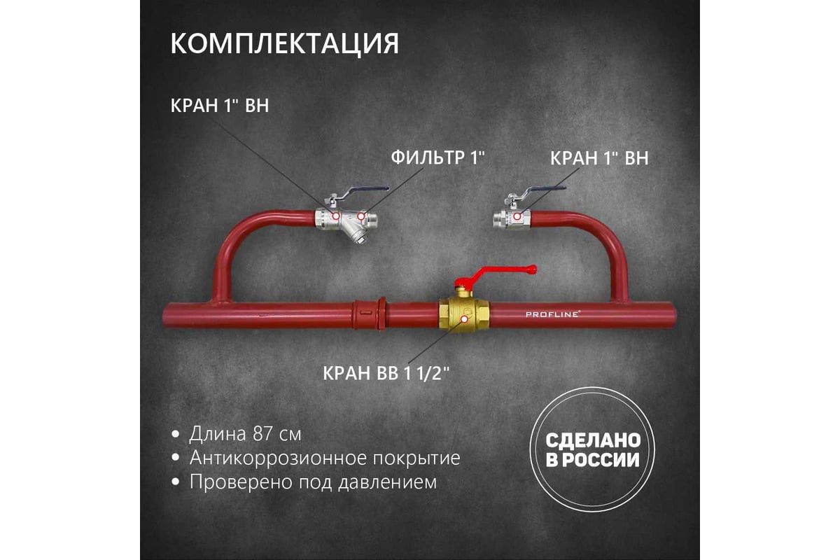 Байпас без насоса PROFLINE комплектуется железом Ду40 УТ-00014310