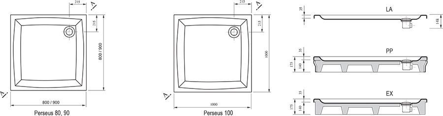 Поддон для душа Ravak Perseus-100 EX