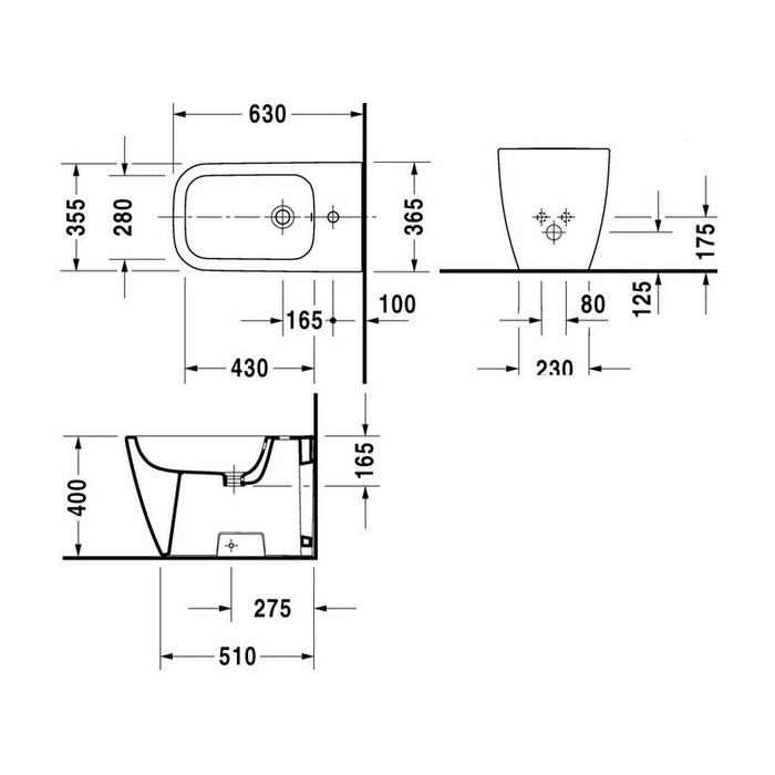 Напольное биде Duravit Happy D.2 2259100000