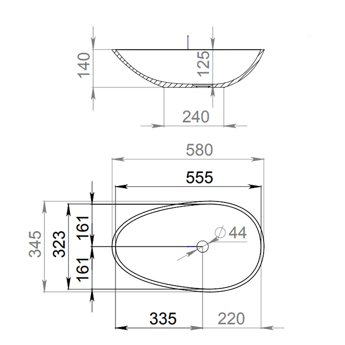 Раковина Salini Callista 101 S-Sense 58 см 1101101G, белый глянцевый