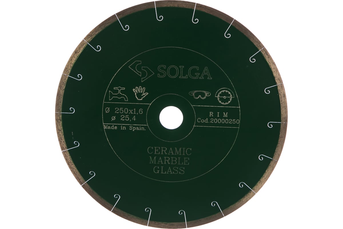 Диск алмазный сплошной (250х25,4 мм) CERAMICS MARBLE Solga Diamant 20000250
