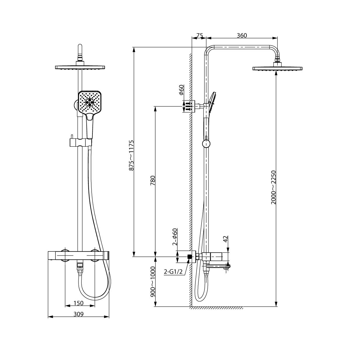 Душевая стойка Vincea Cube VSFS-1C1BG брашированное золото