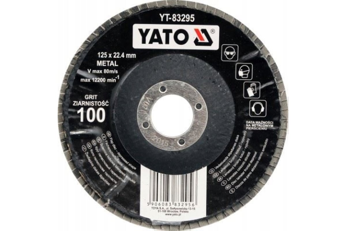 Круг лепестковый тарельчатый 125 мм, Р100, выпуклый Yato YT-83295